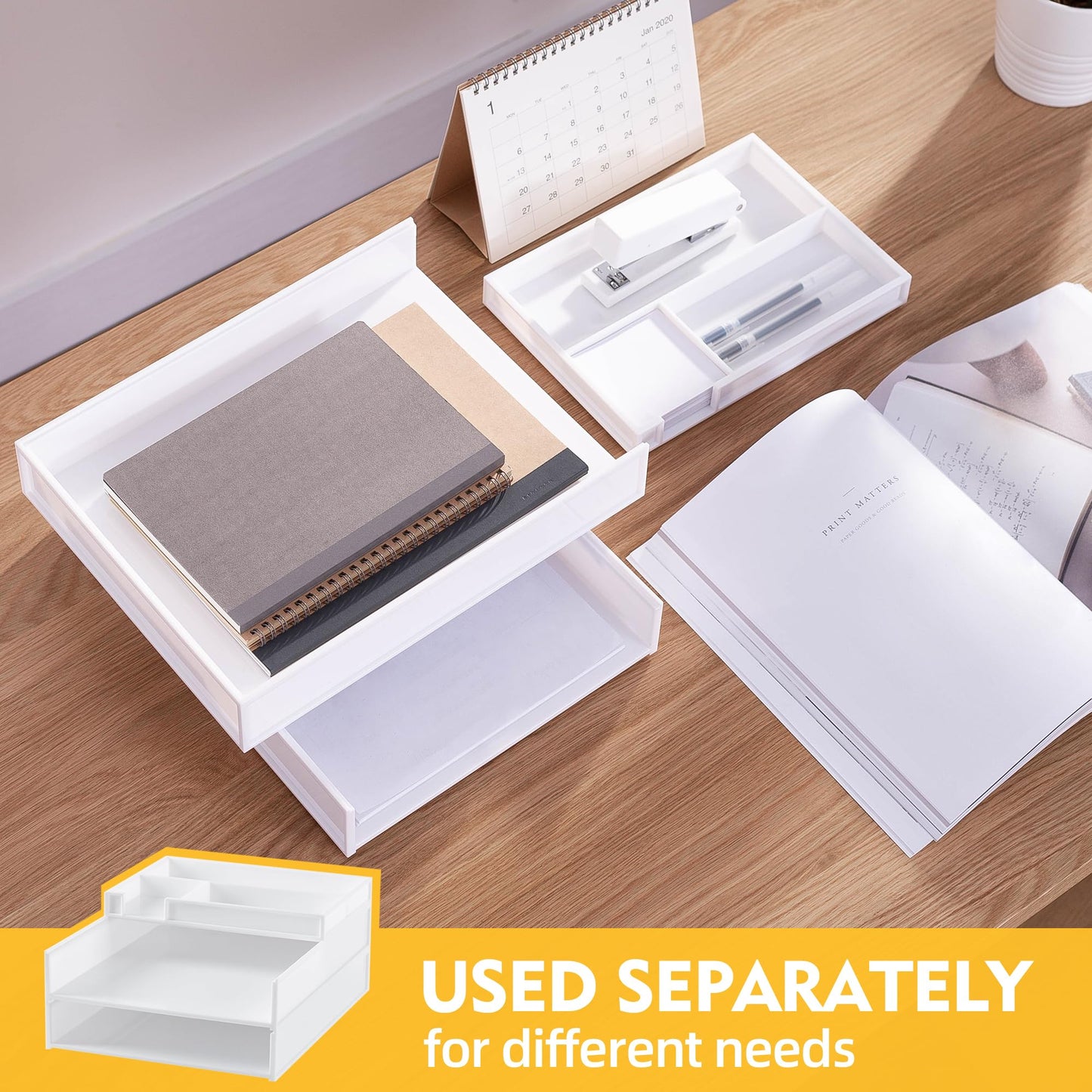 Eufrozy 3 Tier White Stackable Letter Tray Paper Organizer for Office Desk