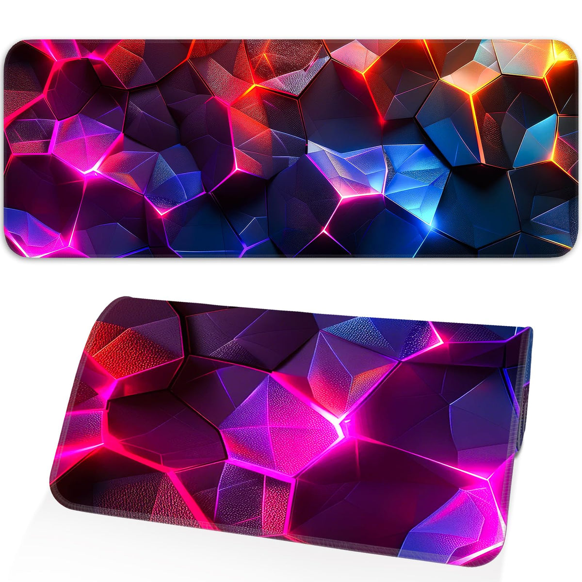 Gaming Mouse Pad, Geometric Design, Non-Slip Rubber Bottom, Stitched Edges, for Home, Office