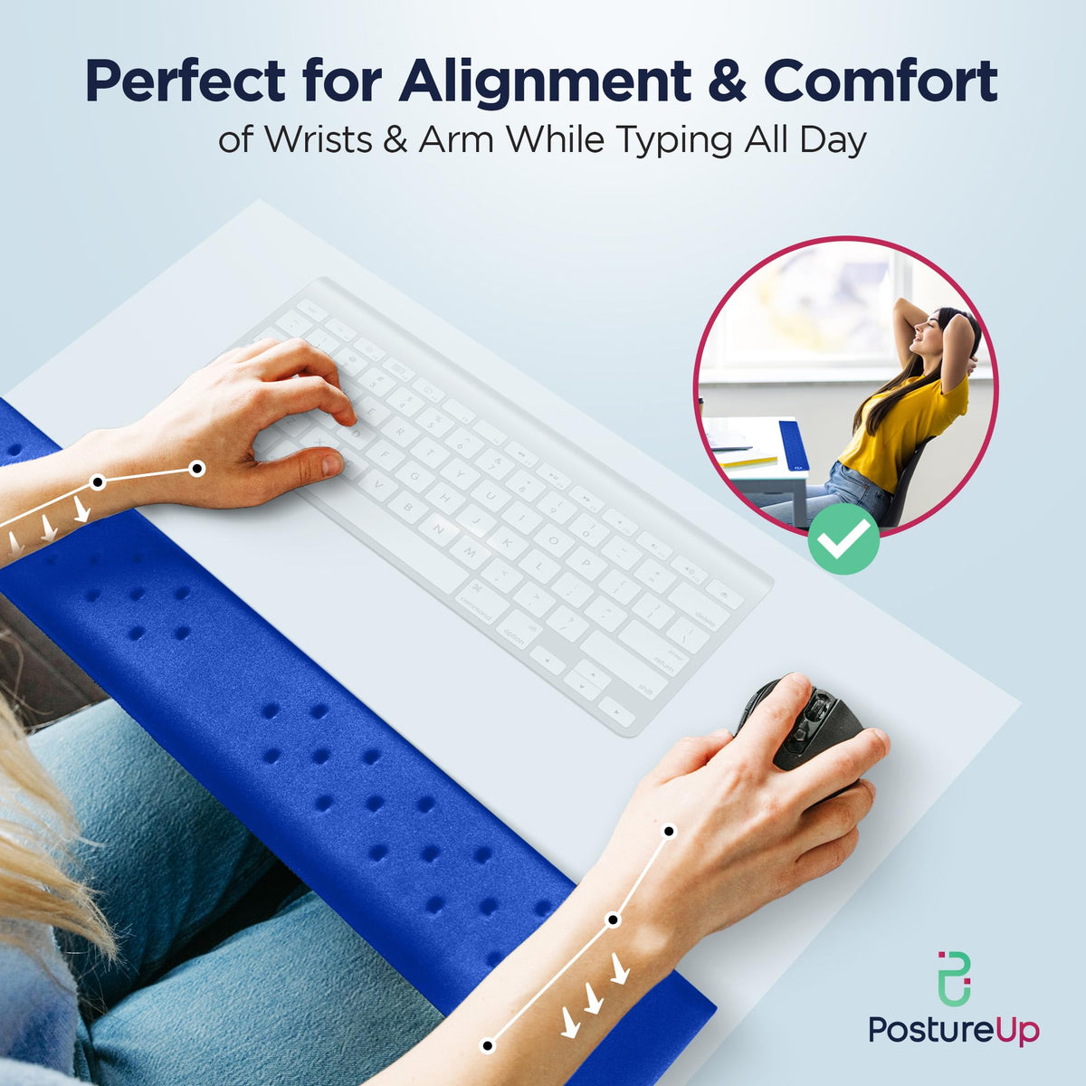 EdgeRest PostureUp L-Shaped Desk Long Wrist Rest Elbow, Forearm & Wrist Comfort Support for Table