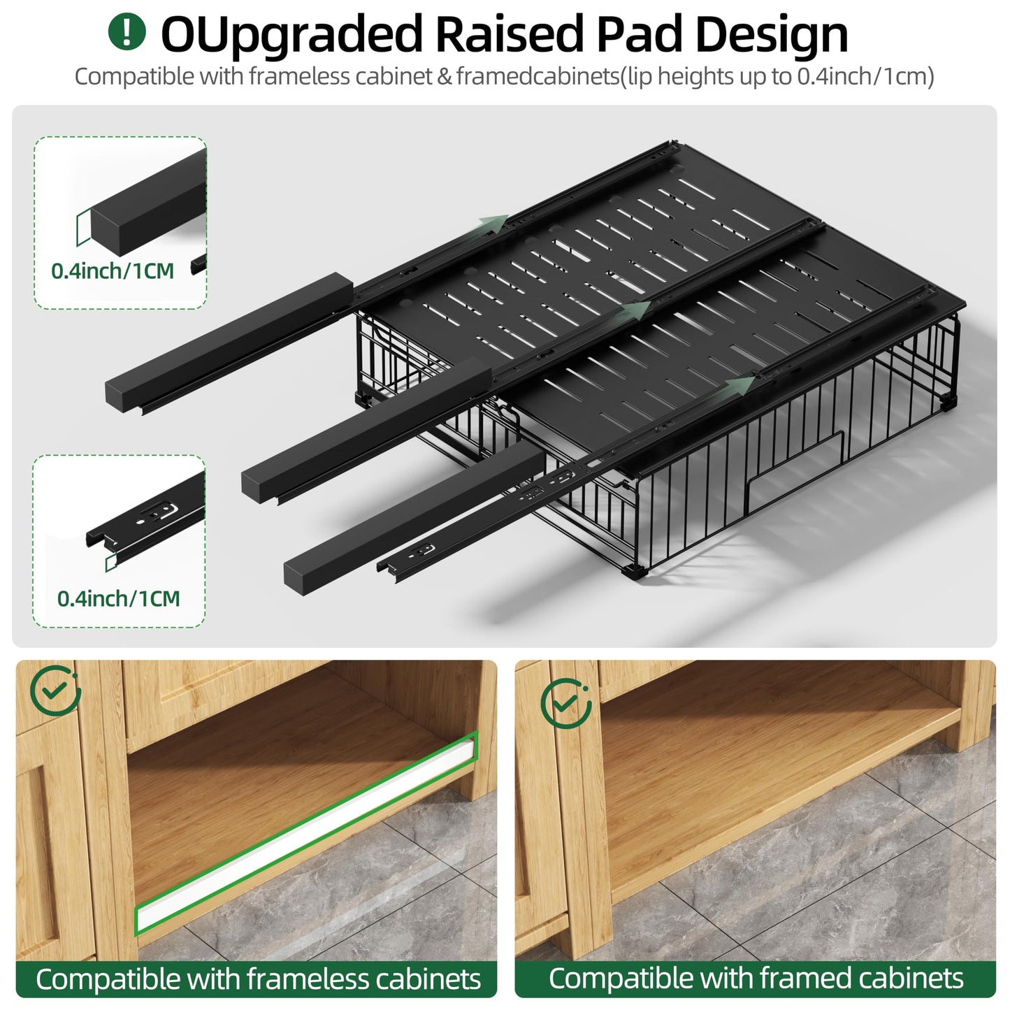 NETEL 1 Pack Expandable Pull Out Cabinet Organizer, 19.7" Deep