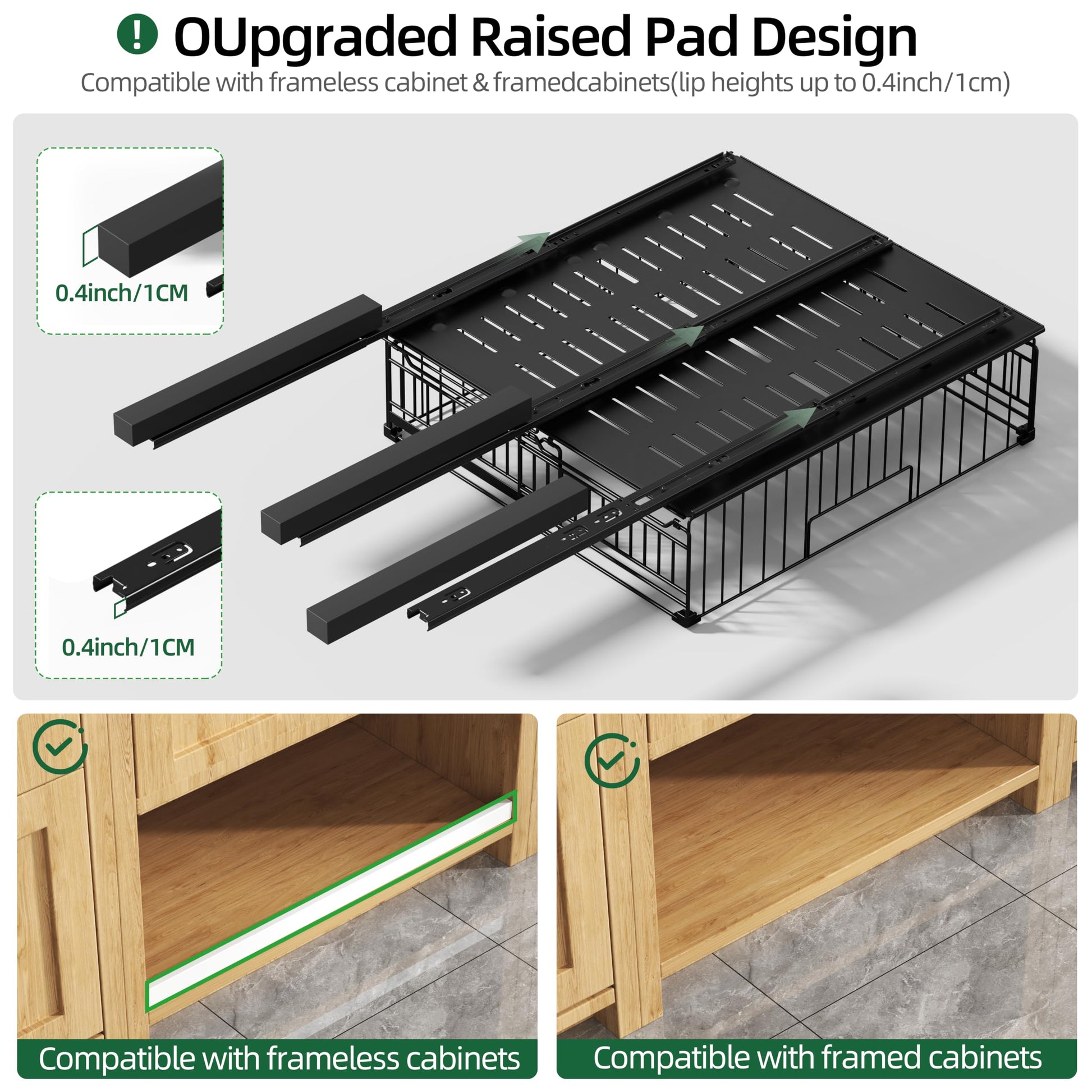 NETEL 1 Pack Expandable Pull Out Cabinet Organizer, 19.7" Deep