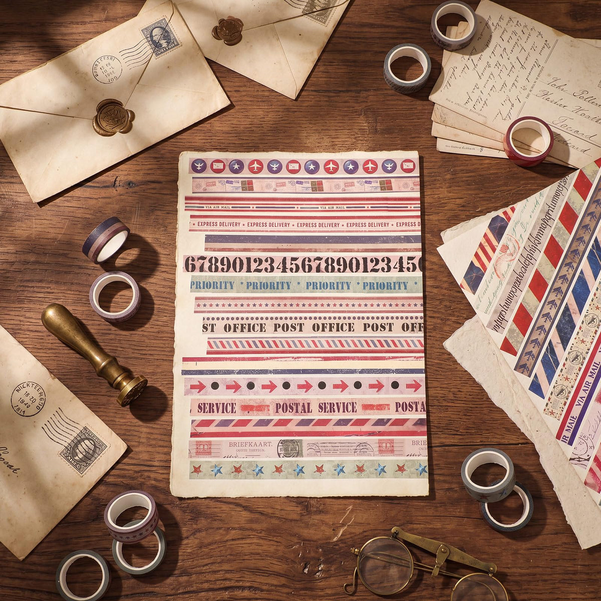TaoBary 33 Rolls Washi Tape Set, 15mm Holiday Seasonal,Postal Style