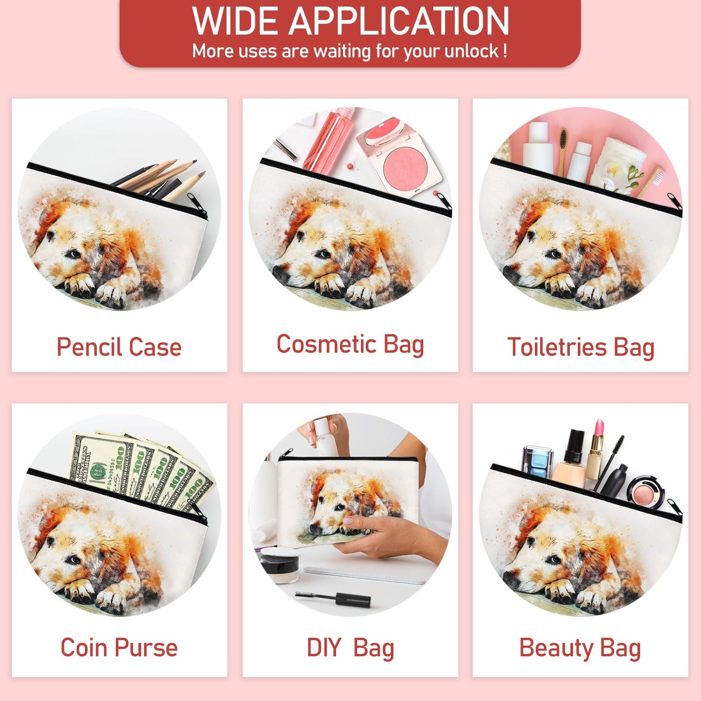 Legigo 24 Pack Blank Canvas Bag Zipper Pouch Makeup Bags Bulk- Multi-Purpose White Canvas Pencil