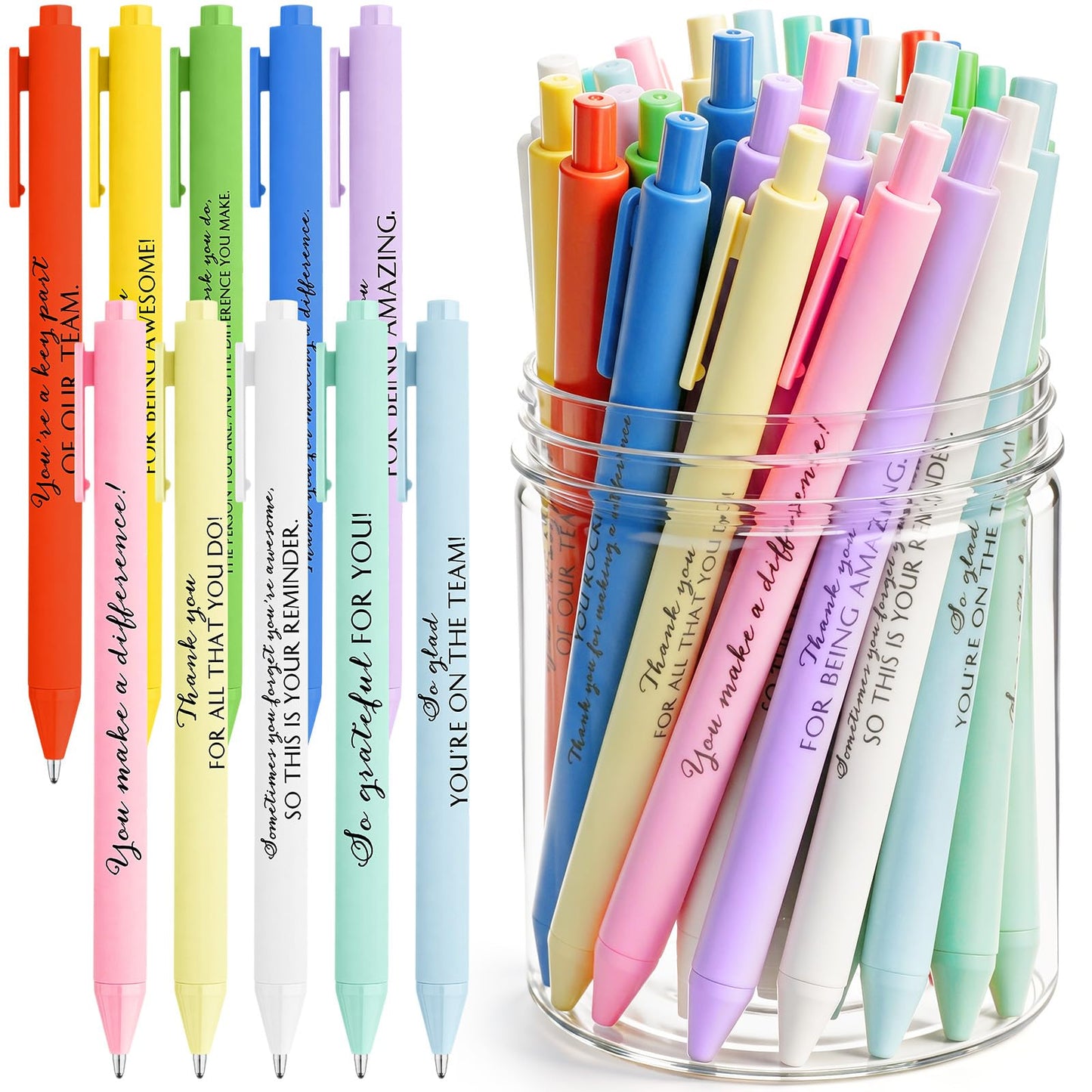 Crtiin 50 Pcs Inspirational Pens Bulk Fresh Color, Team Motivation