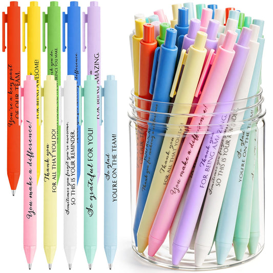 Crtiin 50 Pcs Inspirational Pens Bulk Fresh Color, Team Motivation