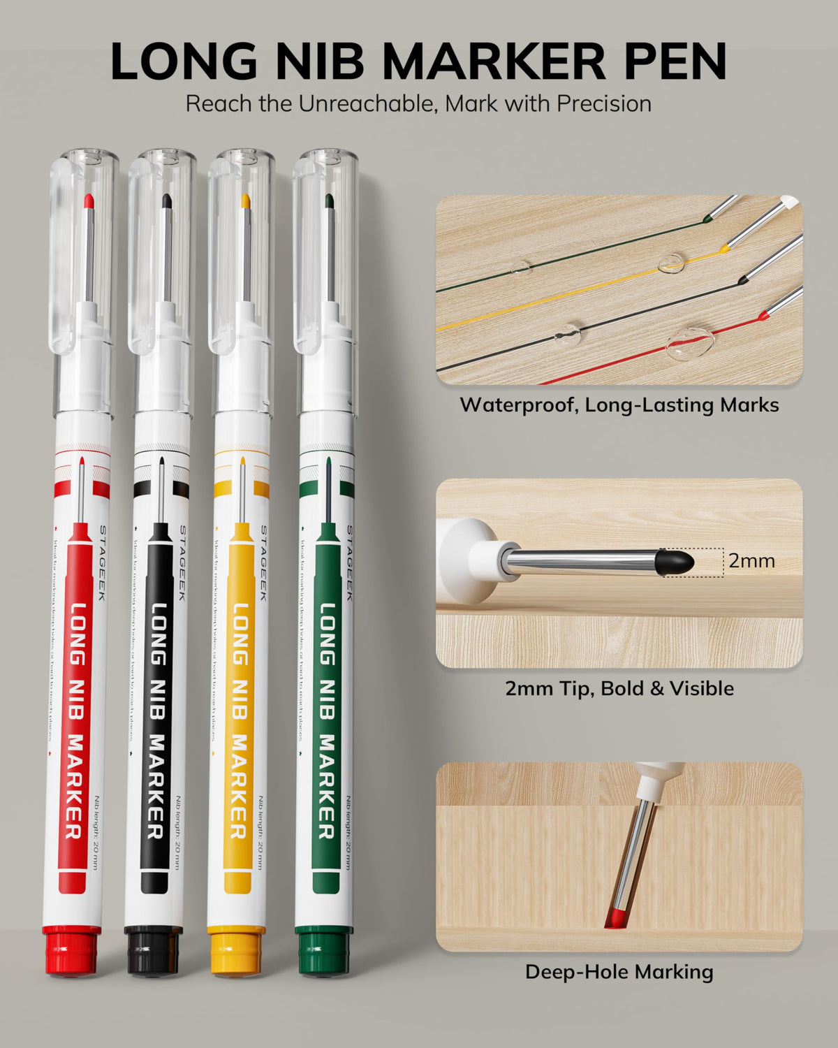 STAGEEK 4PCS Mechanical Carpenter Pencil Set, Deep Hole, Woodworking