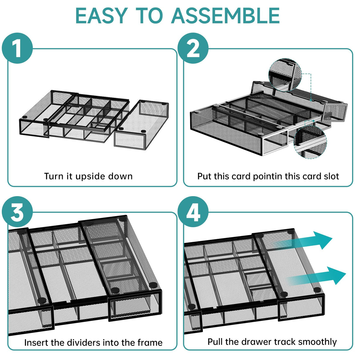 ReePlan 2 Pack Expandable Desk Drawer Organizer, 10 Compartments, Black