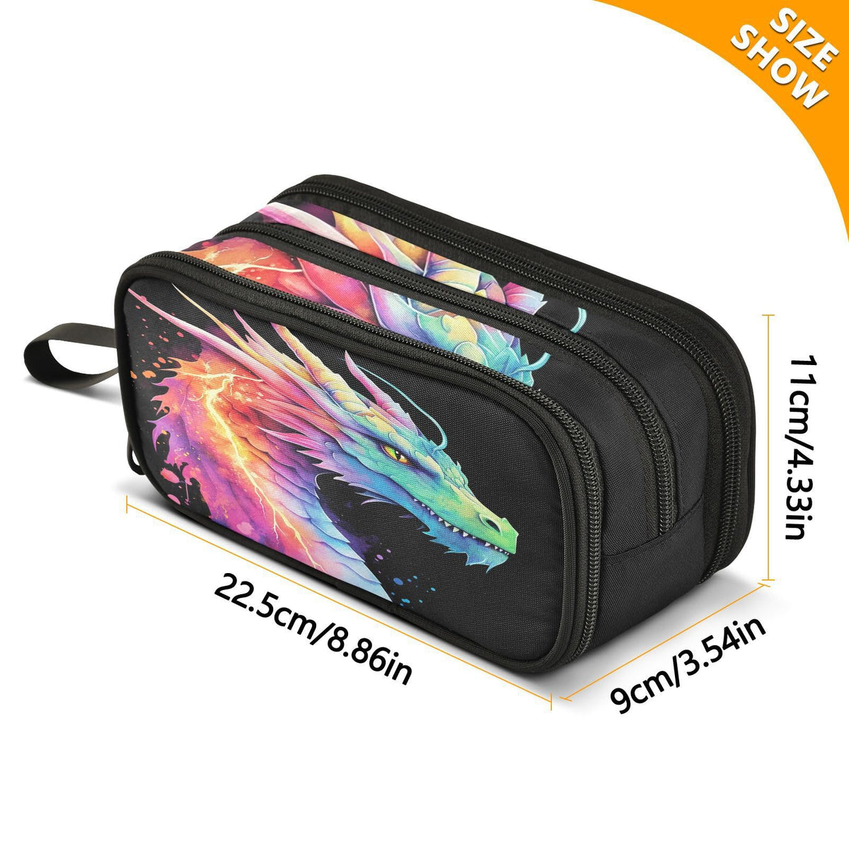 BOENLE Lightning Dragon Watercolor Pencil Case Box Boys Girls Large Pencil Pouch with Zipper