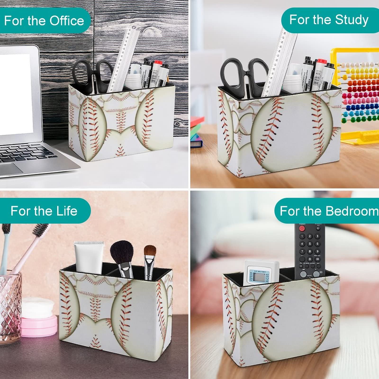 Niapessel Pencil Holder for Desk, Ball Baseball Pen Holder Storage Desktop Pen Organizer Desk