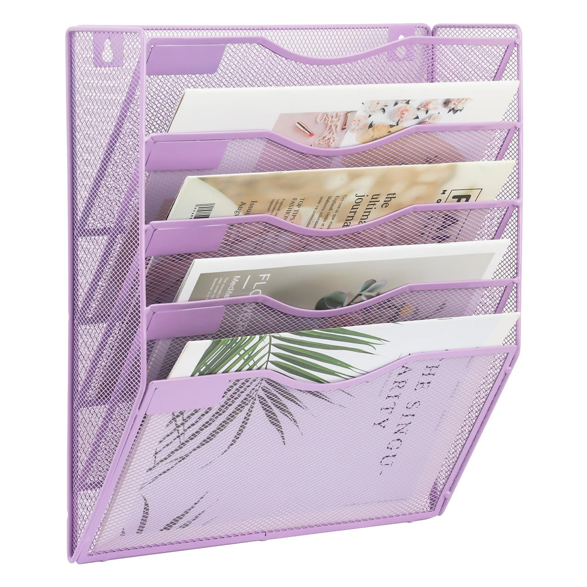 EASEPRES 5 Pocket Mesh Hanging Wall File Organizer, Wall Mounted Mail Paper Document Folder Holder