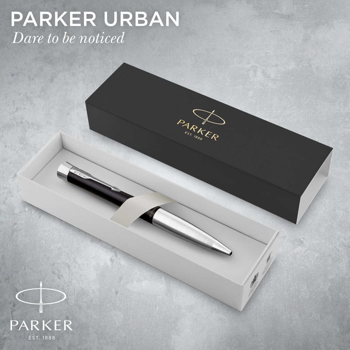 Parker Urban Twist Ballpoint Pen | Muted Black with Chrome Trim | Medium Point Blue Ink Refill |