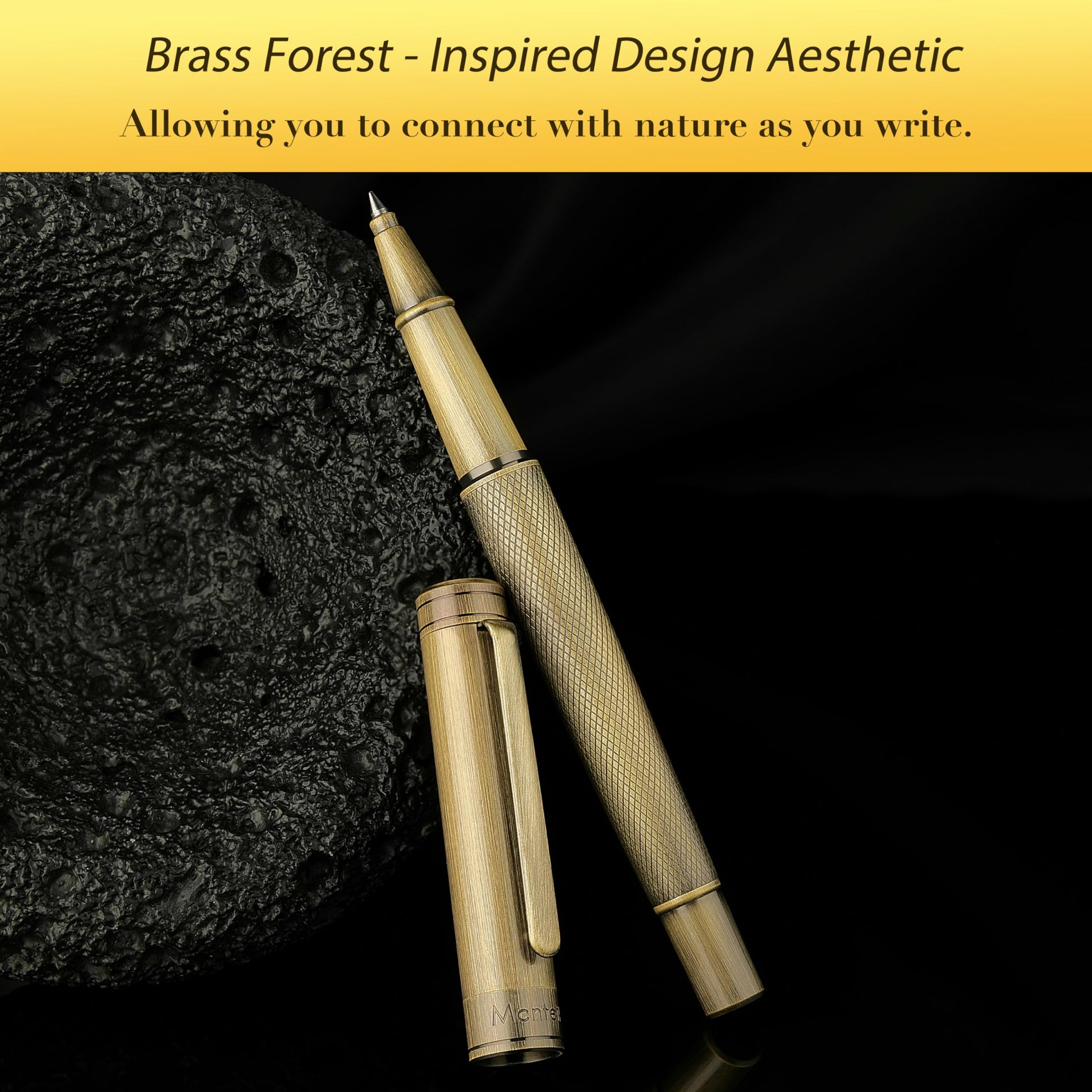 MCNTEIK Bronze Rollerball Pen, Stunning Luxury with Mesh Texture Design、Schmidt Ink Refill, Nice