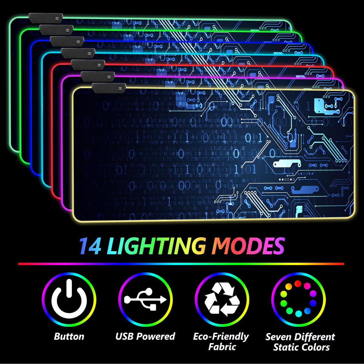 DINKY Extended RGB Gaming Mouse Pad, XXL Large Gaming Mouse Mat for Gamer, Blue Circuit Board