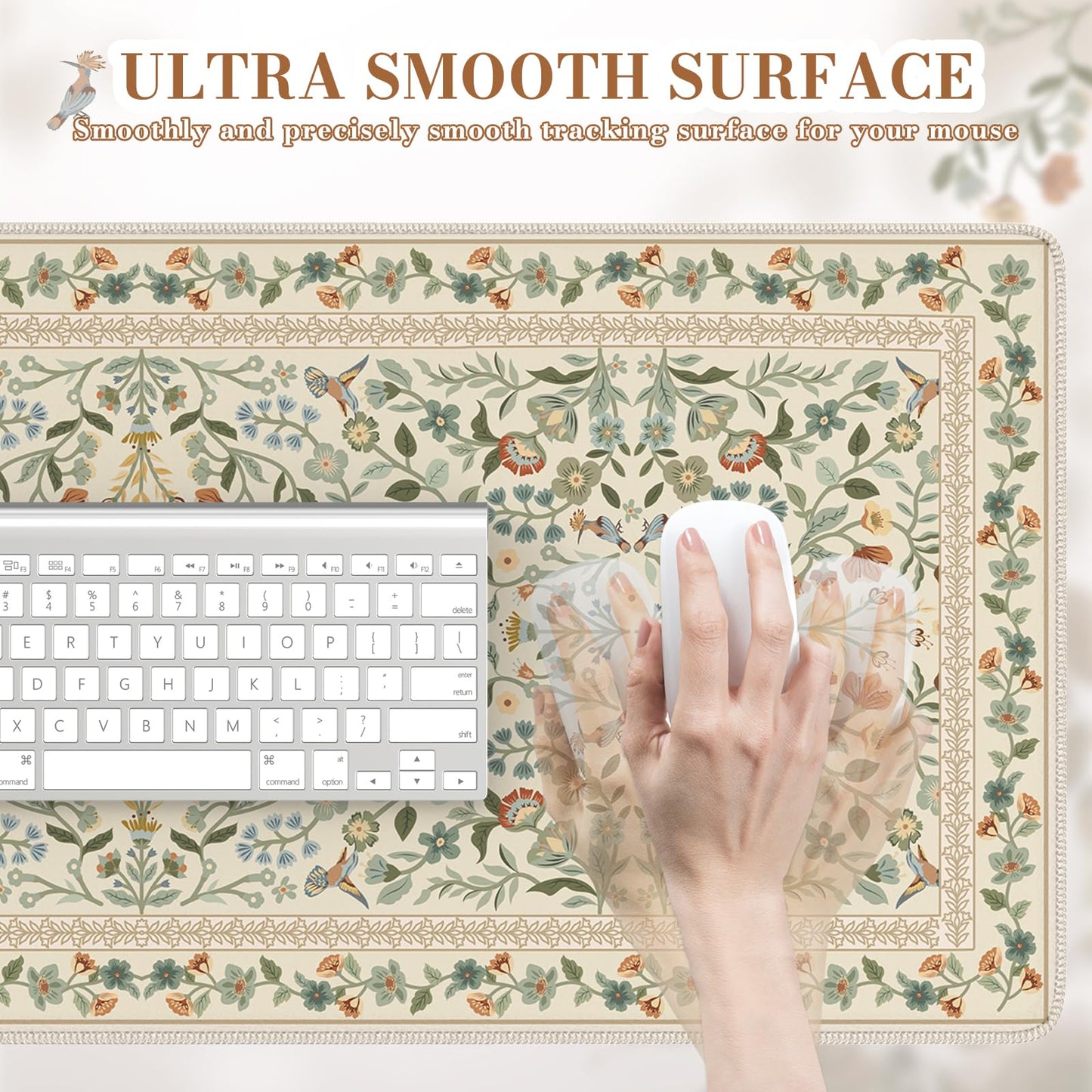 iCasso Desk Mat for Keyboard and Mouse, Large Mouse Pad, 35.4x15.7in,Beige
