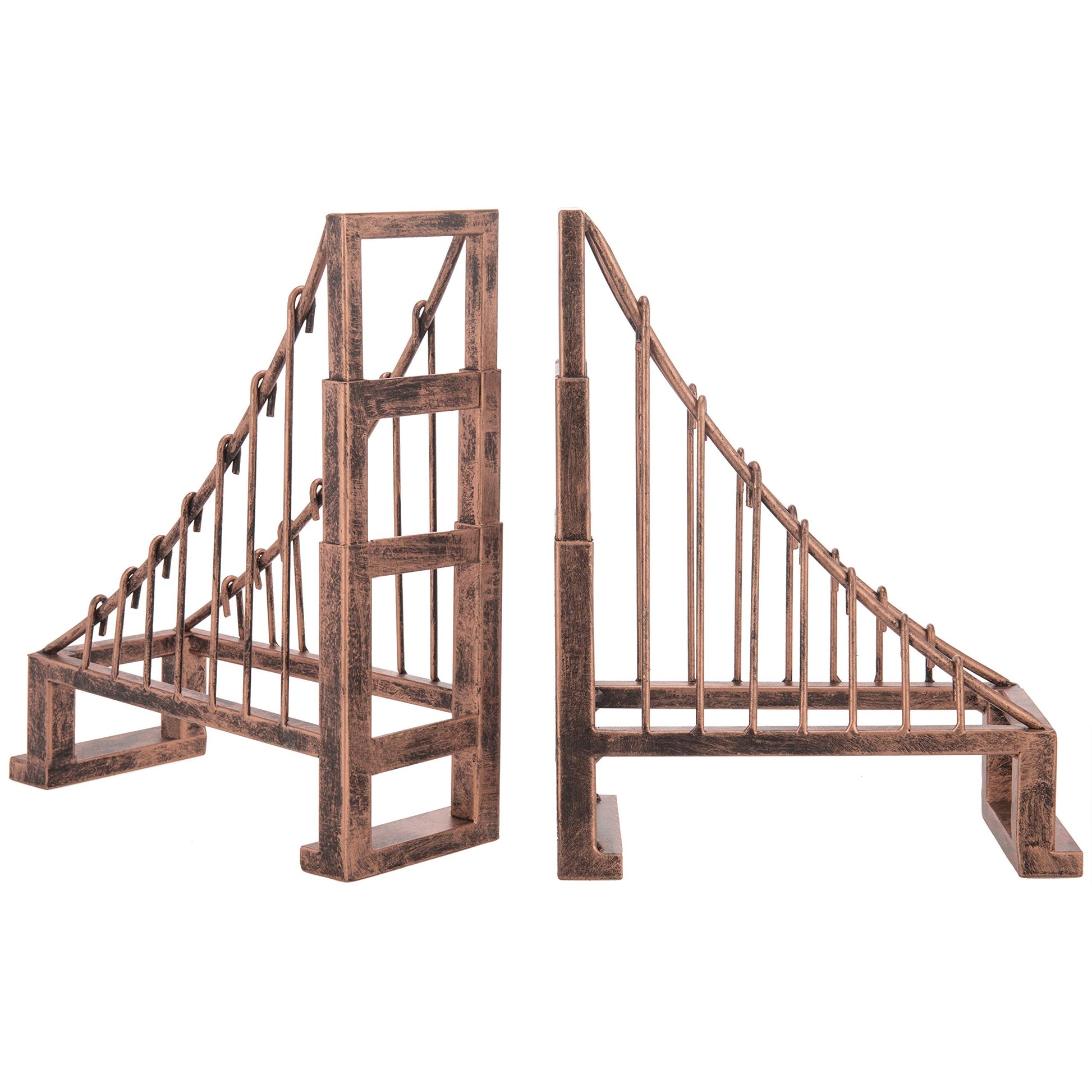 MyGift Decorative Bookends for Heavy Books, Vintage Bronze Metal Suspension Bridge Design Book End