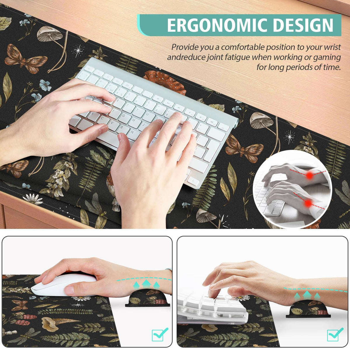 Mouse Pad Set Large Desk, Desk Matt for Desktop with Wrist Rest,Anti-Slip XXL Big Computer
