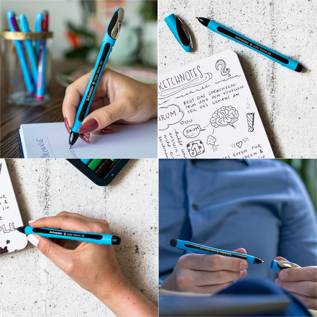 Schneider Slider Memo XB Ballpoint Pen, Asstd. Colors, Pack of 6 (150296)