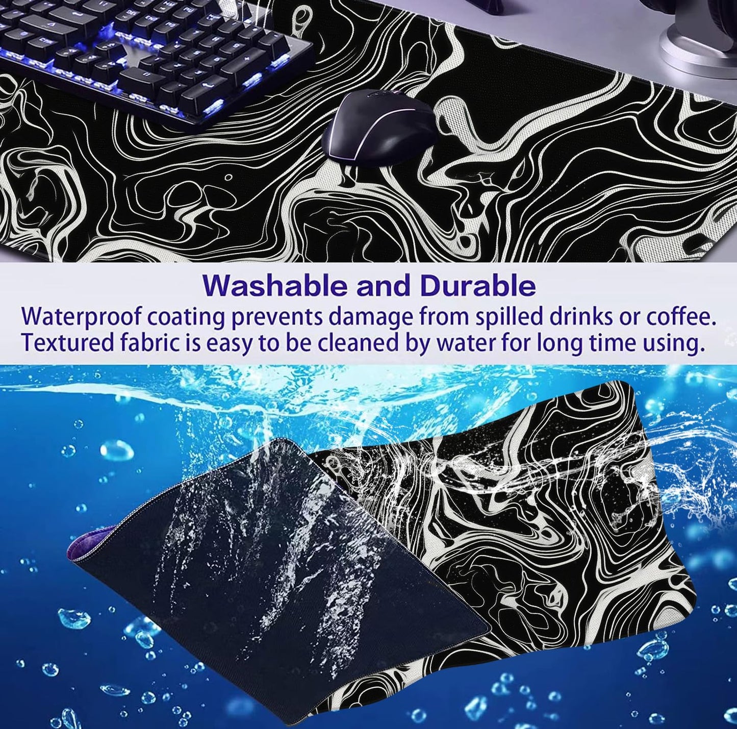 Marble Patterned XL Gaming Mouse Pad, Suitable for Office and Study Mouse Pads