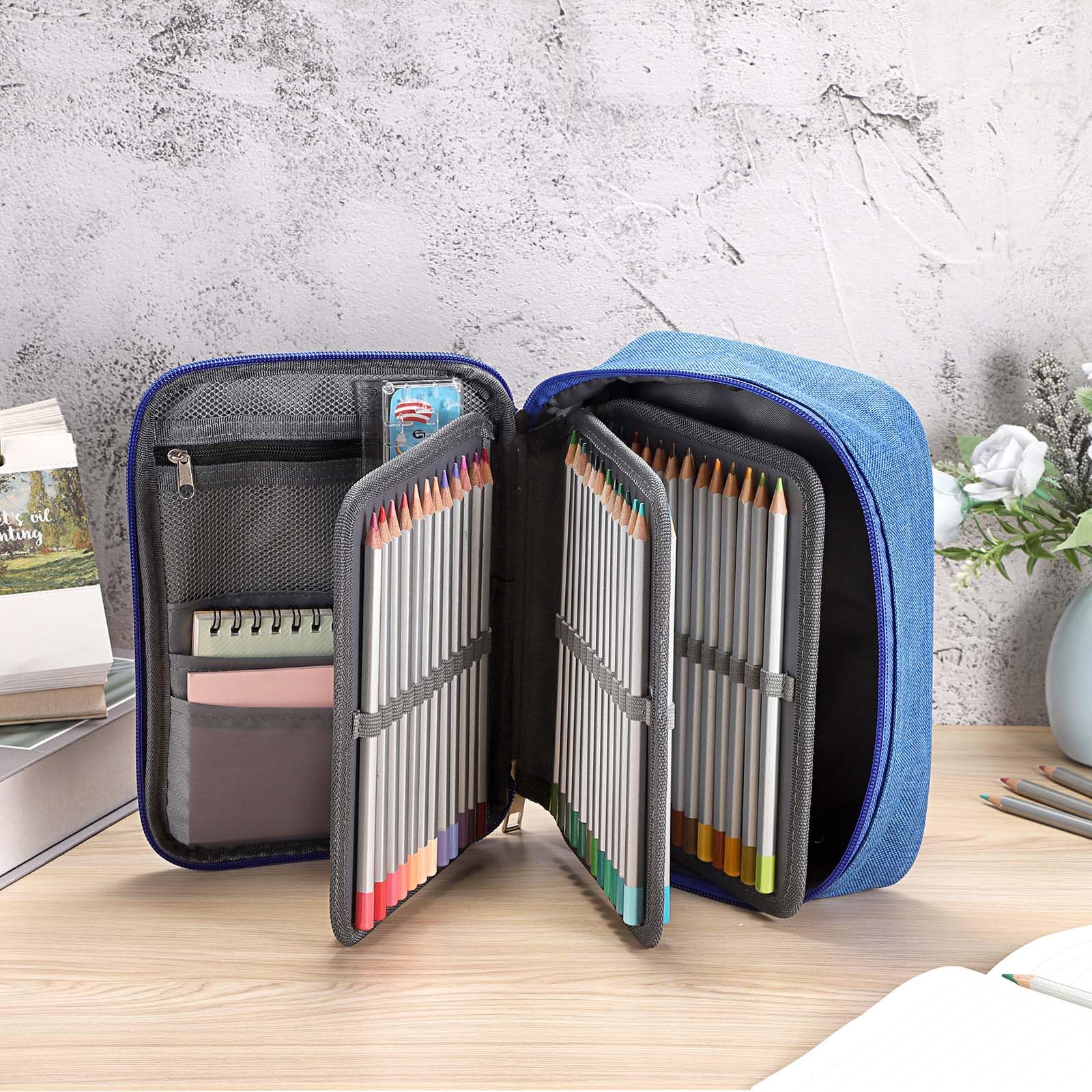 BTSKY® High Capacity Zipper Pens Pencil Case- Multi-Functional Stationery Pencil Pouch 72 Slots