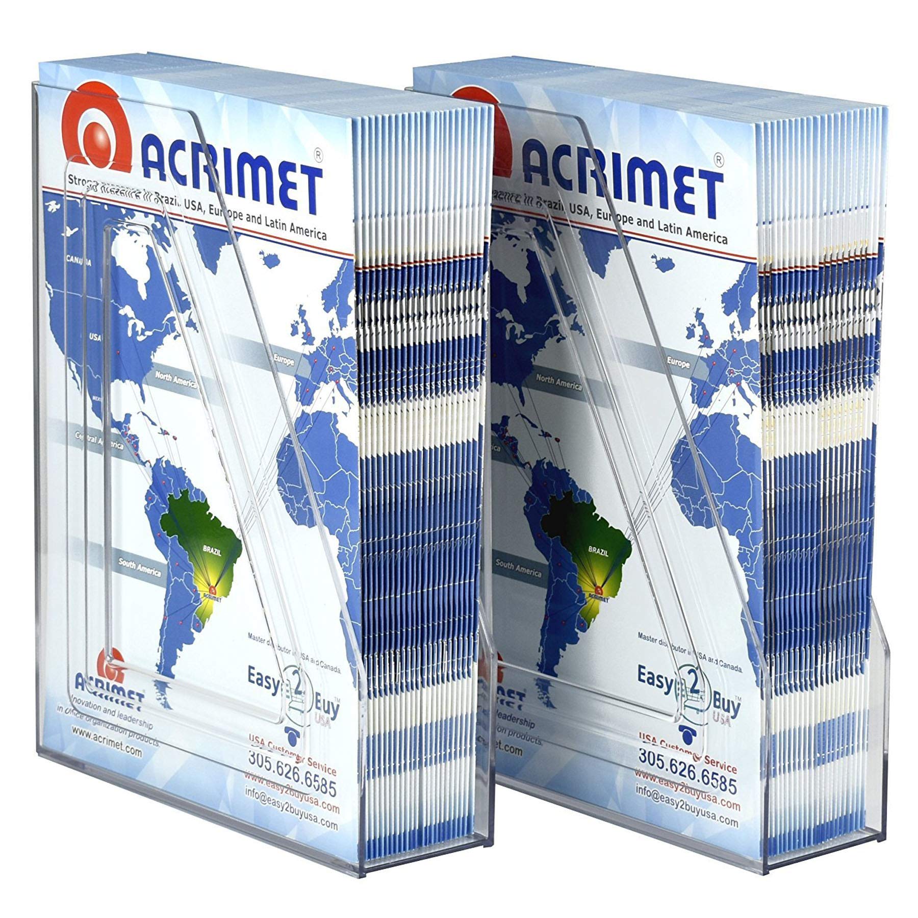 Acrimet Magazine File Holder, Vertical Desk Organizer, Clear, 2 Pack