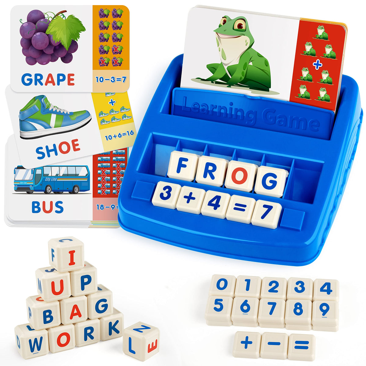 Coogam Matching Letter Game, Alphabet Spelling Reading Flash Cards, Math Number Words Puzzle