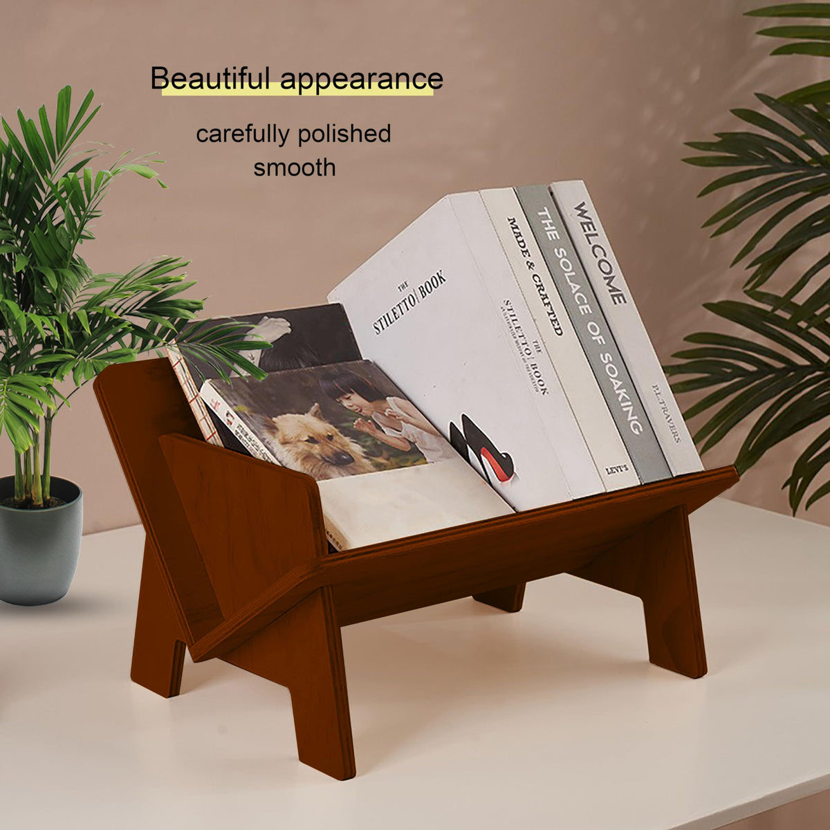 Fox Claw Wood Bookcase in Living Room/Home/Office, Desktop Book Shelf Organizer Bookshelves Storage