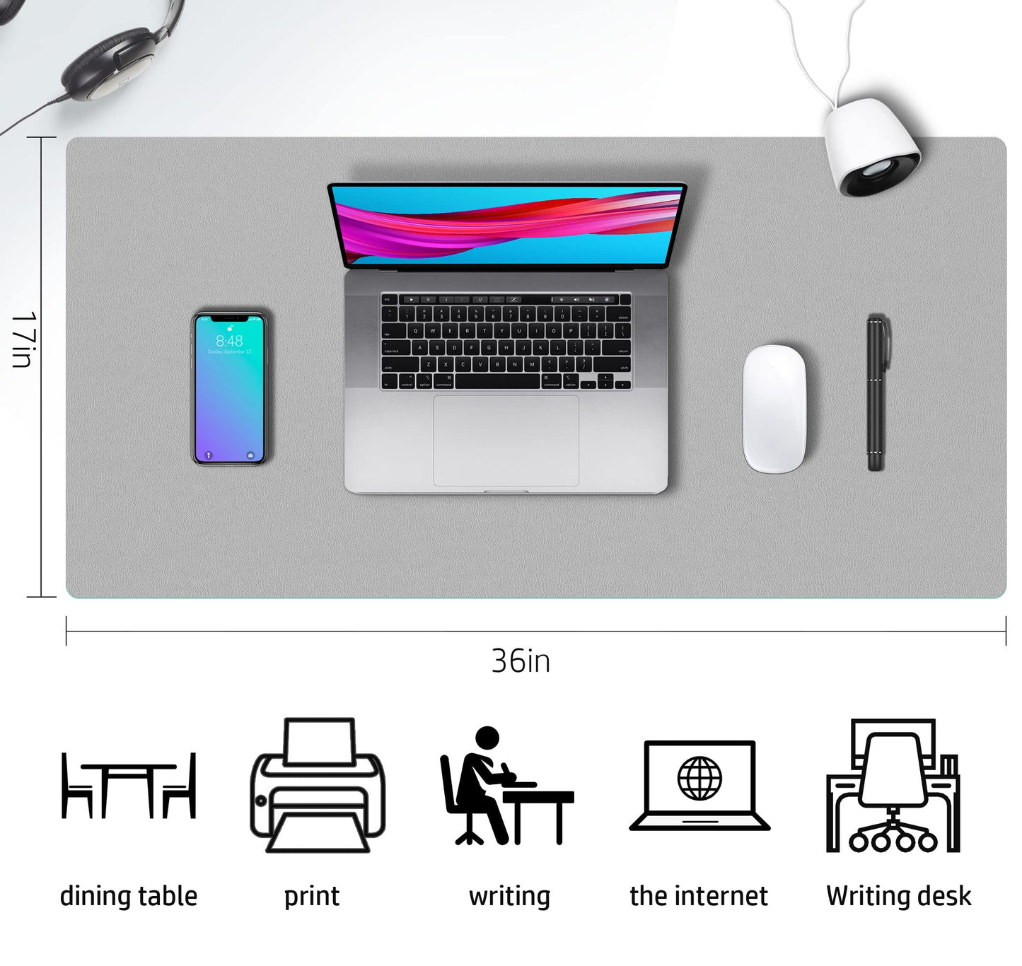 Desk Mat Large Protector Pad - Multifunctional Dual-Sided Office Desk Pad,Smooth Surface Soft Mouse