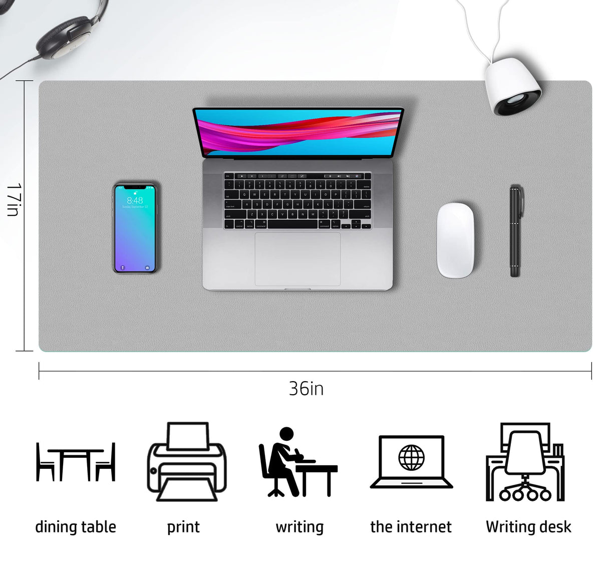 Desk Mat Large Protector Pad - Multifunctional Dual-Sided Office Desk Pad,Smooth Surface Soft Mouse