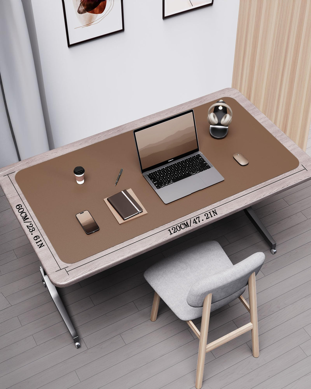 YSAGi Double-Sided Desk Pad, Leather Desk Mat, Eco Cork Desk Pad Protector,Large Mouse