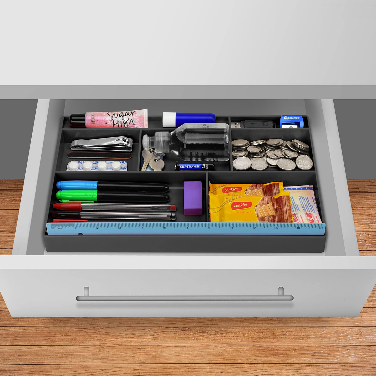 Acrimet Desk Drawer Organizer Tray with 8 compartments Bin Multi-Purpose for Desk Supplies and