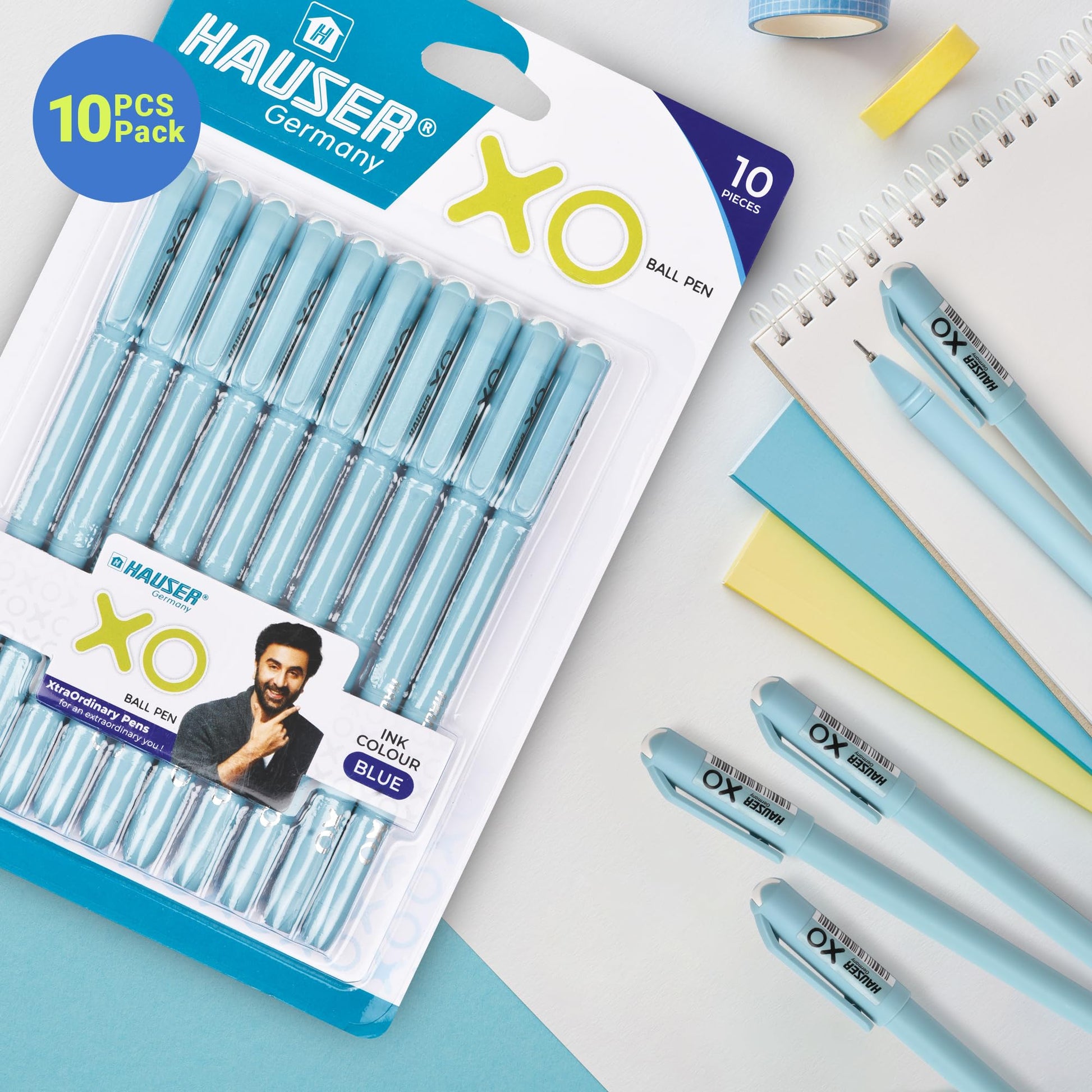 Hauser Germany XO 0.7mm Ball Pen Box Pack | Sleek Body & Minimalistic Design | Matt Finish & Solid