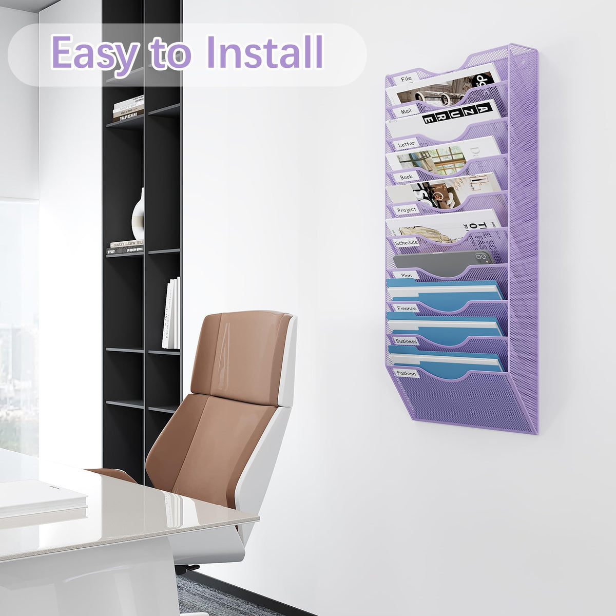 EasyPAG 10 Pocket Mesh Wall File Organizer, Hanging Paper Folder Holder with Classify Label