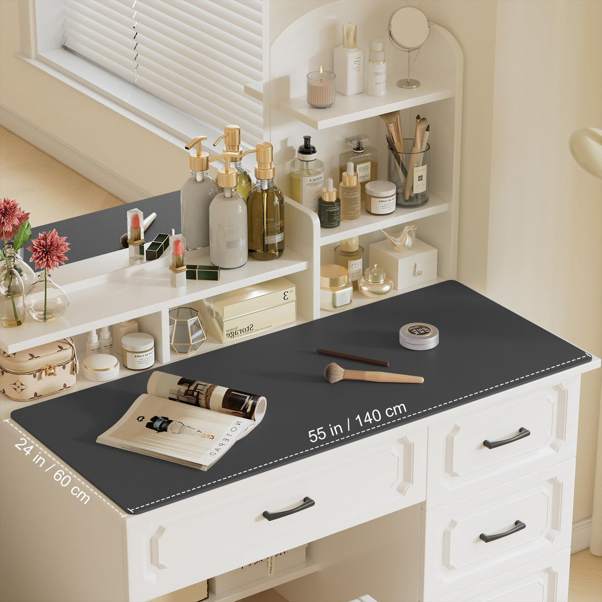 Aothia Leather Desk Pad Protector, Office Desk Mat, Large Mouse Pad, Laptop Desk Pad, Non-Slip PU