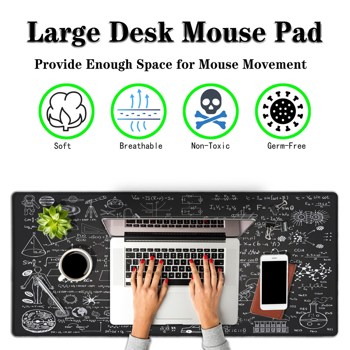 Samgula Large Mouse Mat Black Gaming Mousepad, Oversized Mouse Pads Long Desk Pad, Desktop Computer