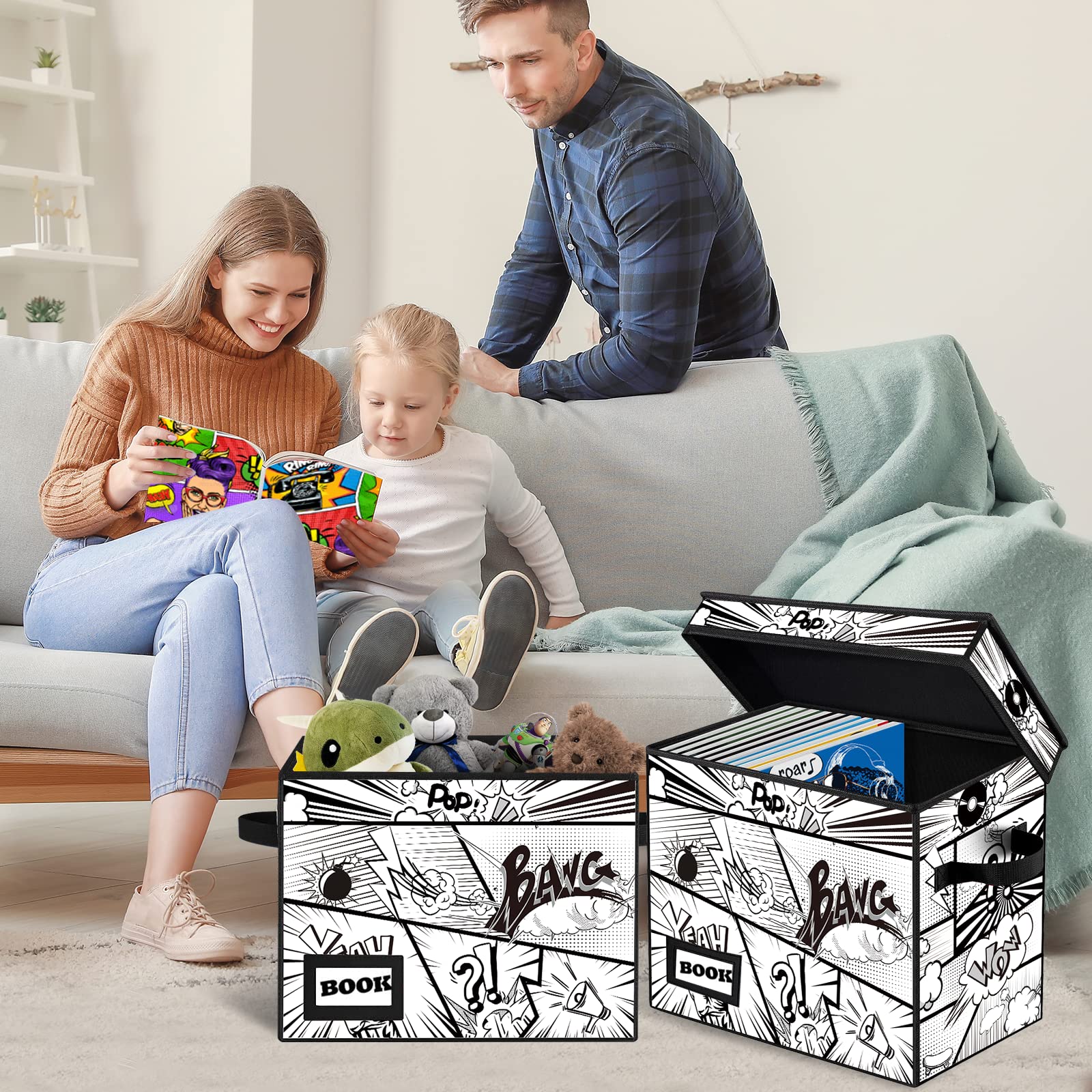 YNSZAS Comic Book Storage Box, 15.8" X 7.8" X 11.8", Heavy Duty Collapsible Holds 160-180 Comic