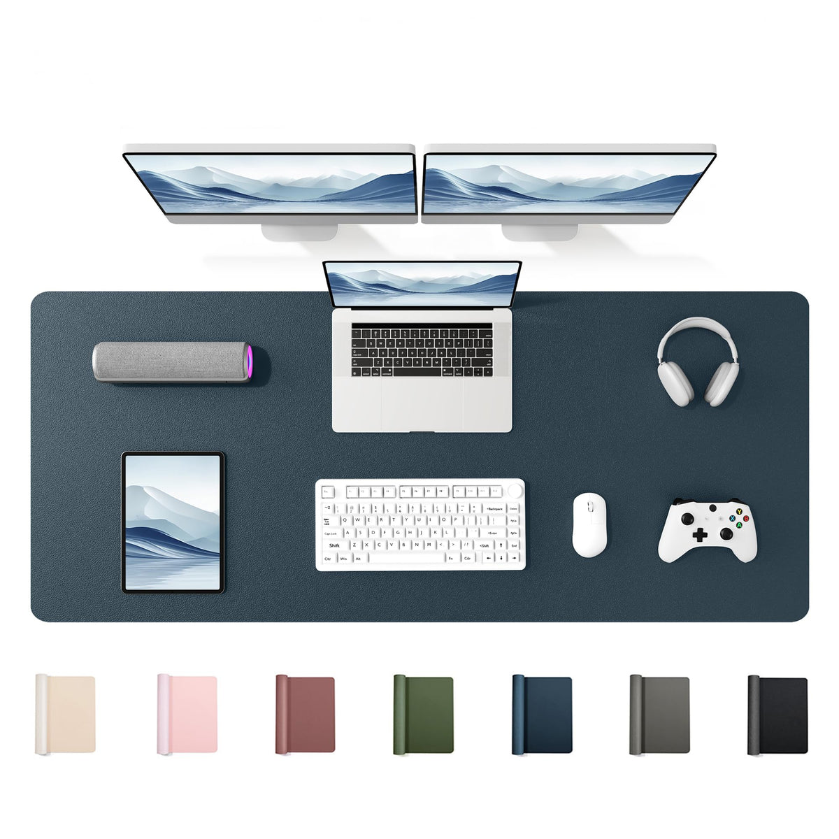 YSAGi 55" x 17" Large PU Leather Desk Mat for Keyboard and Mouse - Waterproof Non-Slip Desk Pad