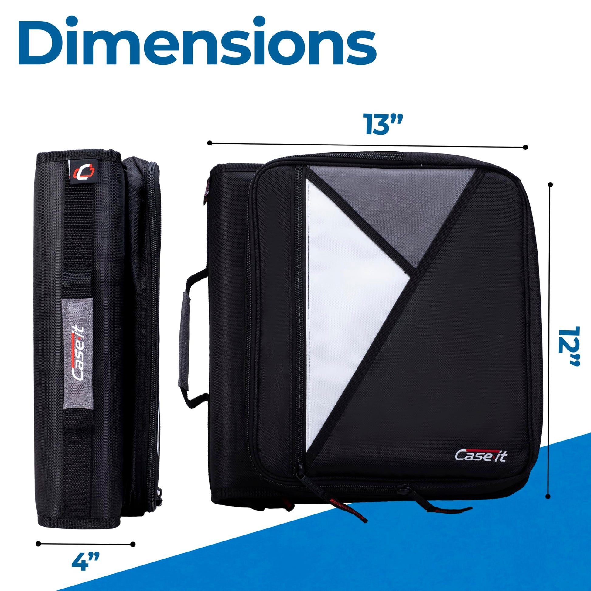 Case-it School Zipper Binder | 2" O-Rings | 400-Sheet | LT-007 Jet Black