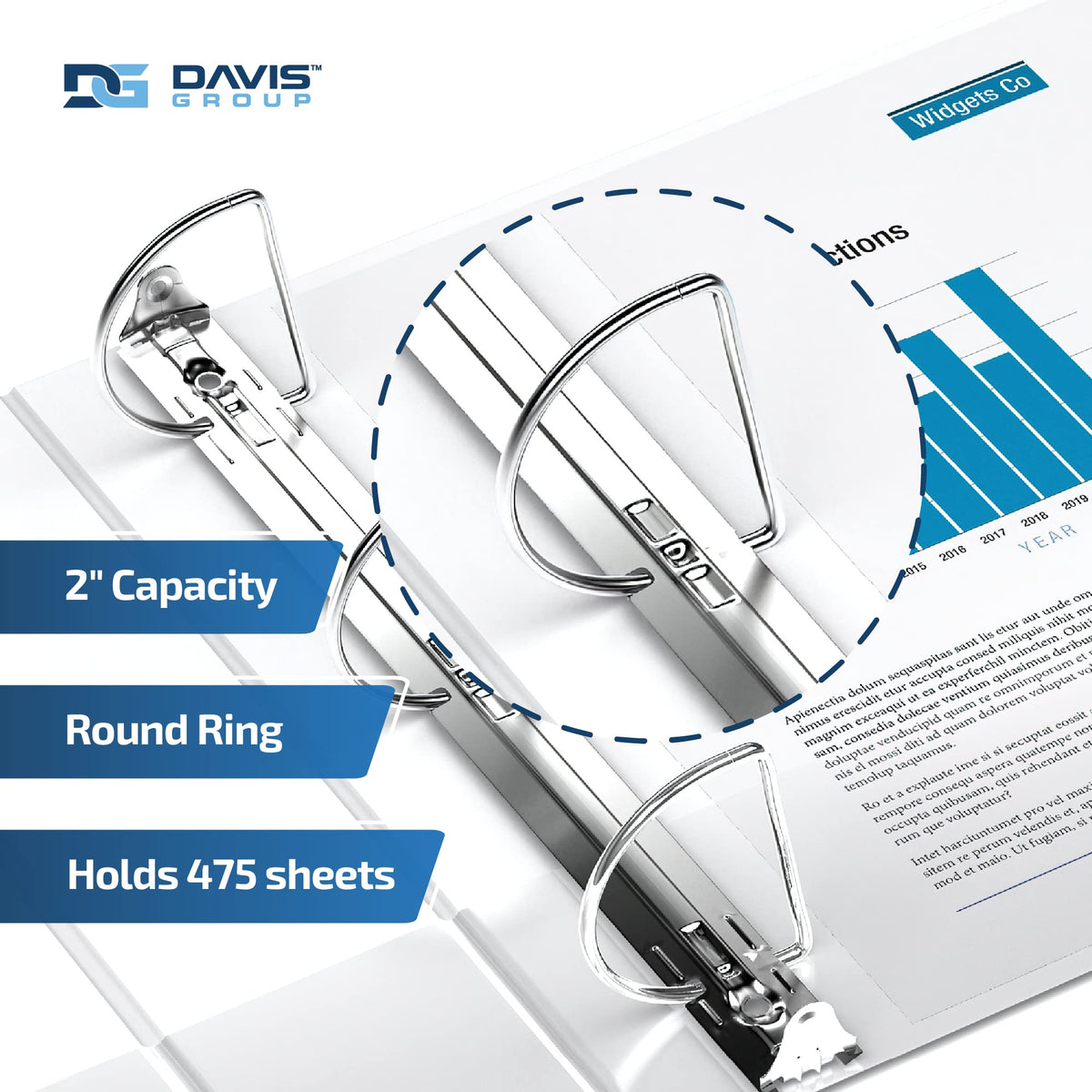 Premium Economy 3-Ring Binder, Spine Label, 2" D Rings, White, 6 Pack