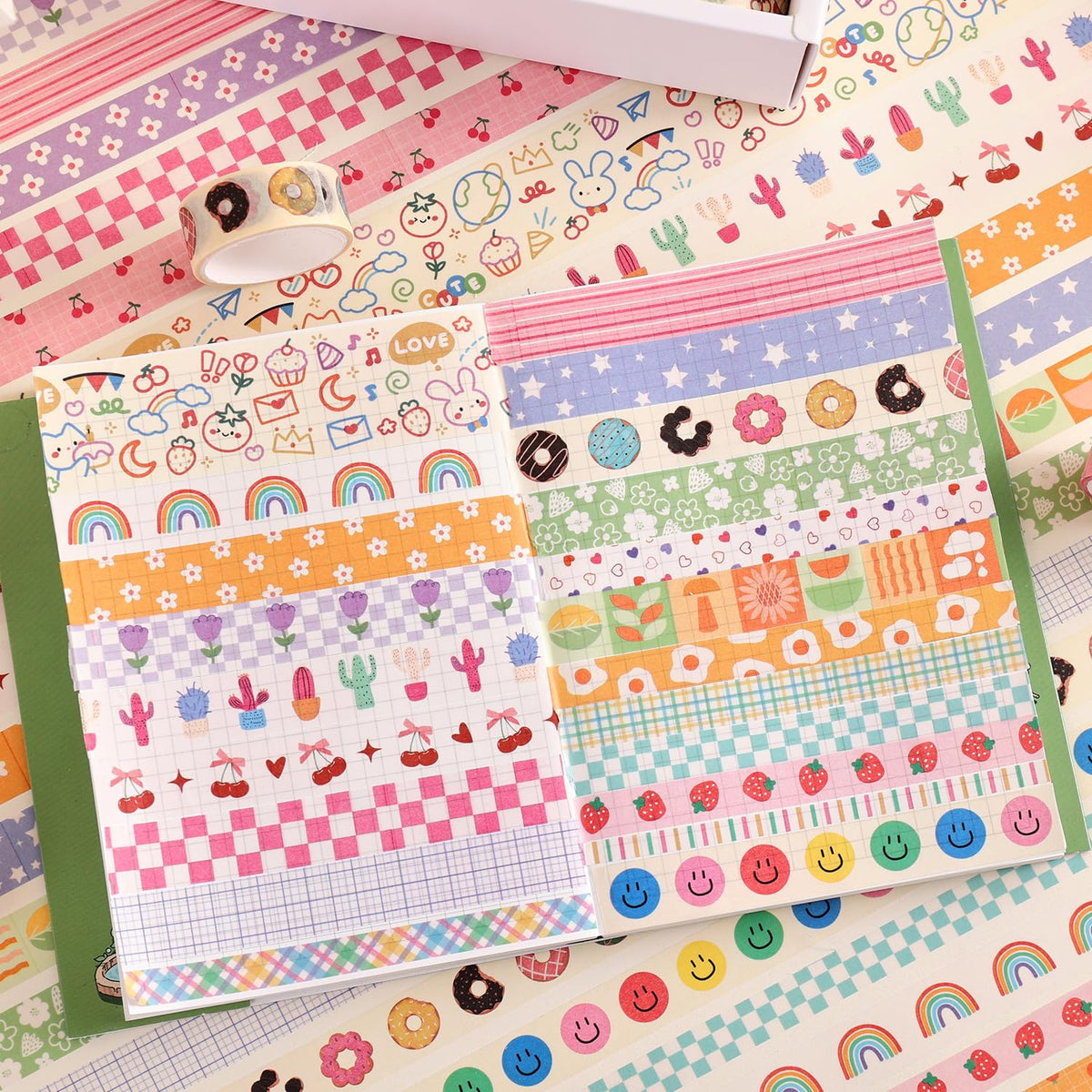 PAGEMORE 32 Rolls Colorful Cute Floral Writable Washi Tape Set, Decorative Tapes for Scrapbooking