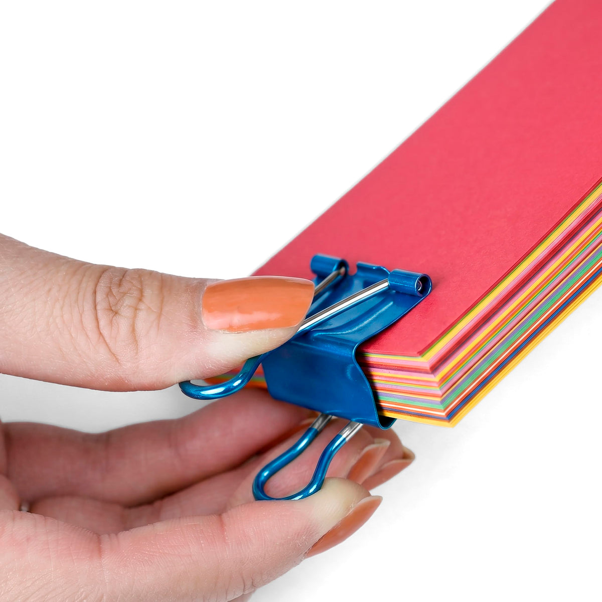 Officemate 31054 Easy Grip Medium Binder Clips, 6 packs of 12 clips each, assorted metallic colors.