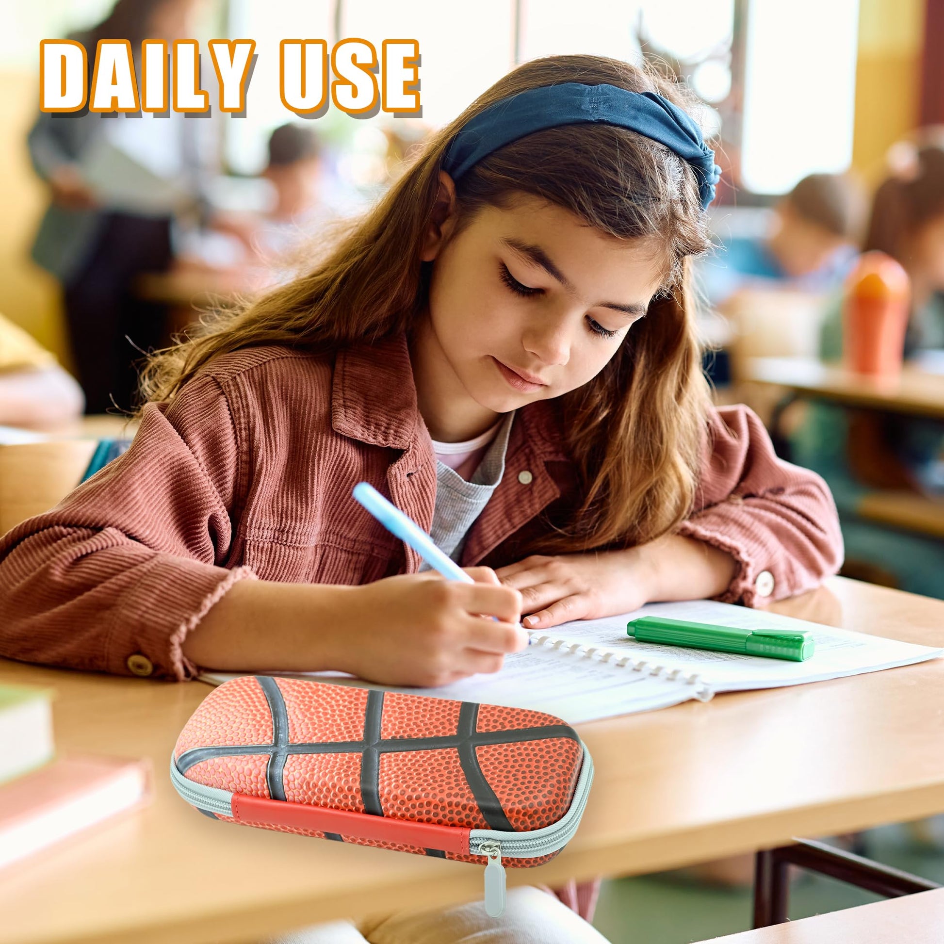 WtallasiSei Basketball Pencil Box Zip Pencil Case for Boys Girls School Organizer Pencil Bag Large