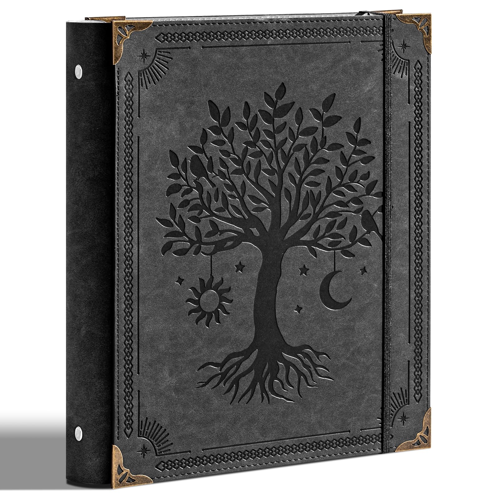 Ovesmusl PU Leather 3 Ring Binder 1 Inch Round Ring Binder Holds 200 Sheets
