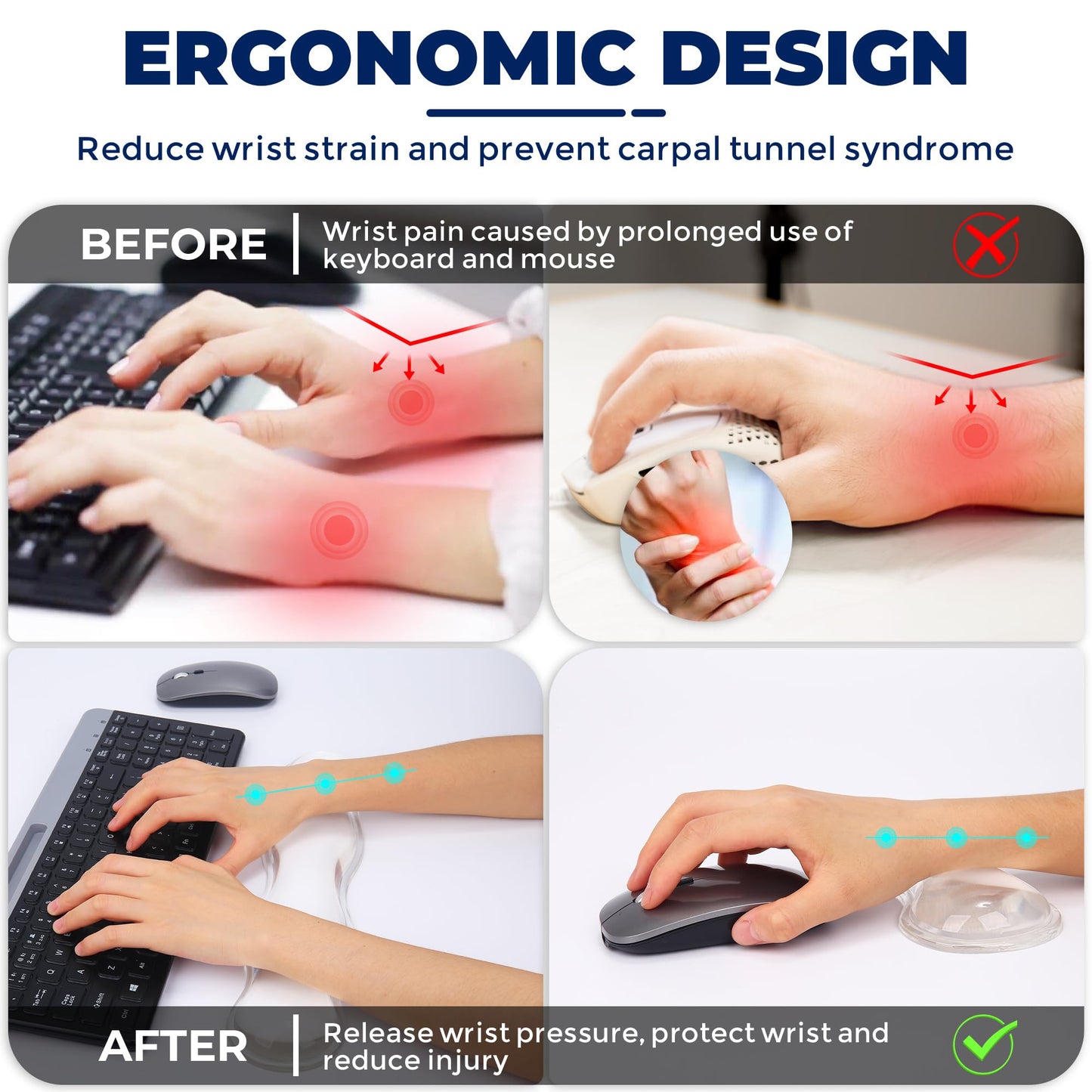 ABRONDA Gel Wrist Rest for Keyboard and Mouse, Wrist Rest for Keyboard, Mouse Wrist Support, Pain