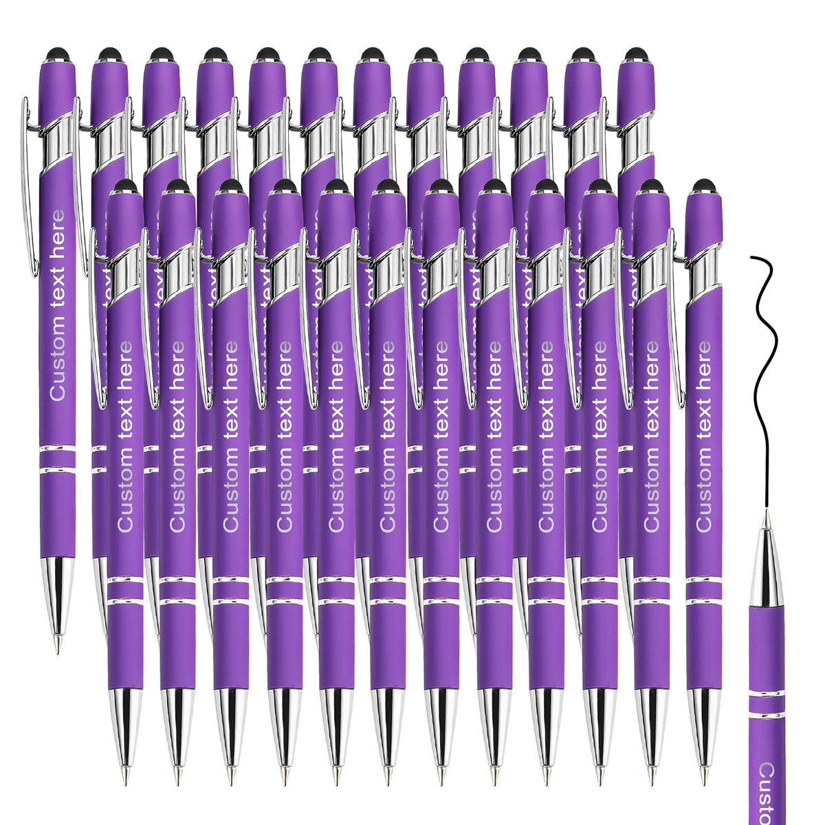 Amlion Custom Pens Personalized Bulk, Customized Ballpoint Pens with Stylus Name Message Logo