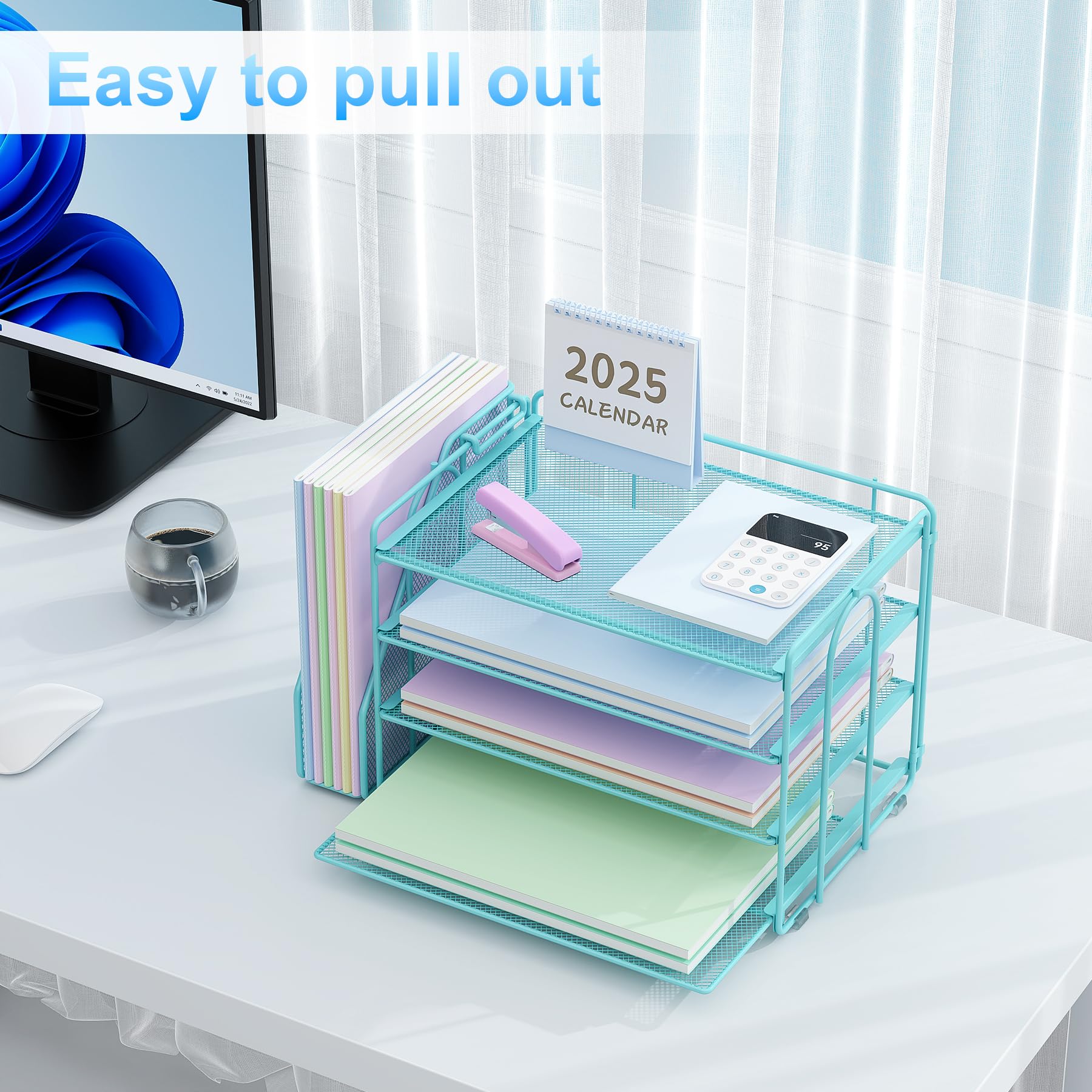 Spacrea 4-Tier Paper Organizer for Desk with File Organizer