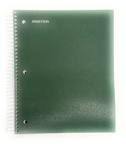 Mintra Office Durable Spiral Notebooks, 5 Subject (Green Olive, Wide Ruled 1pk)