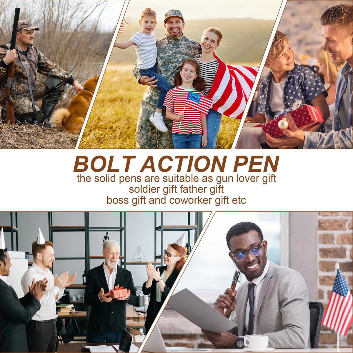 4 Sets Bolt Bullet Pens Set Bolt Action Pen with Compass Rifle Clip Extra Black Refills Gift Box