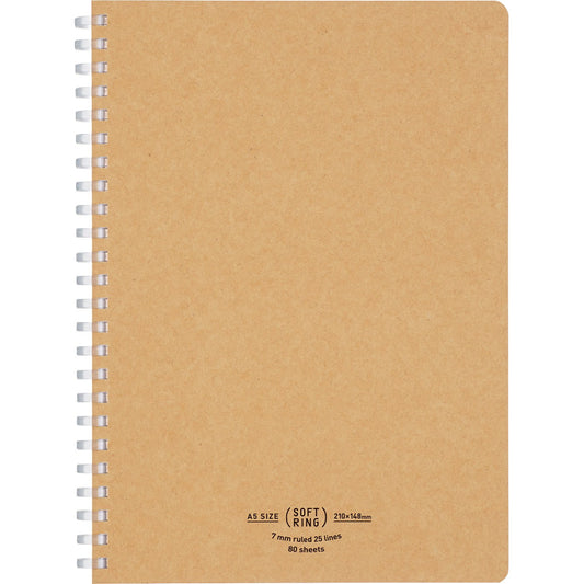 KOKUYO Spiral Lined Notebook, 8.3'' x 5.8'' Business Journal A5 Soft Ring Notebooks with 7 mm