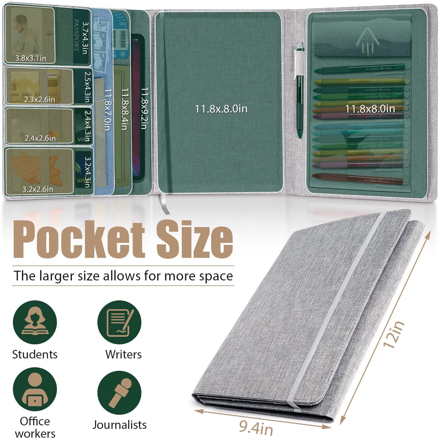 Folio Cover for Rocketbook Letter Size, Trifold Waterproof Notebook Case