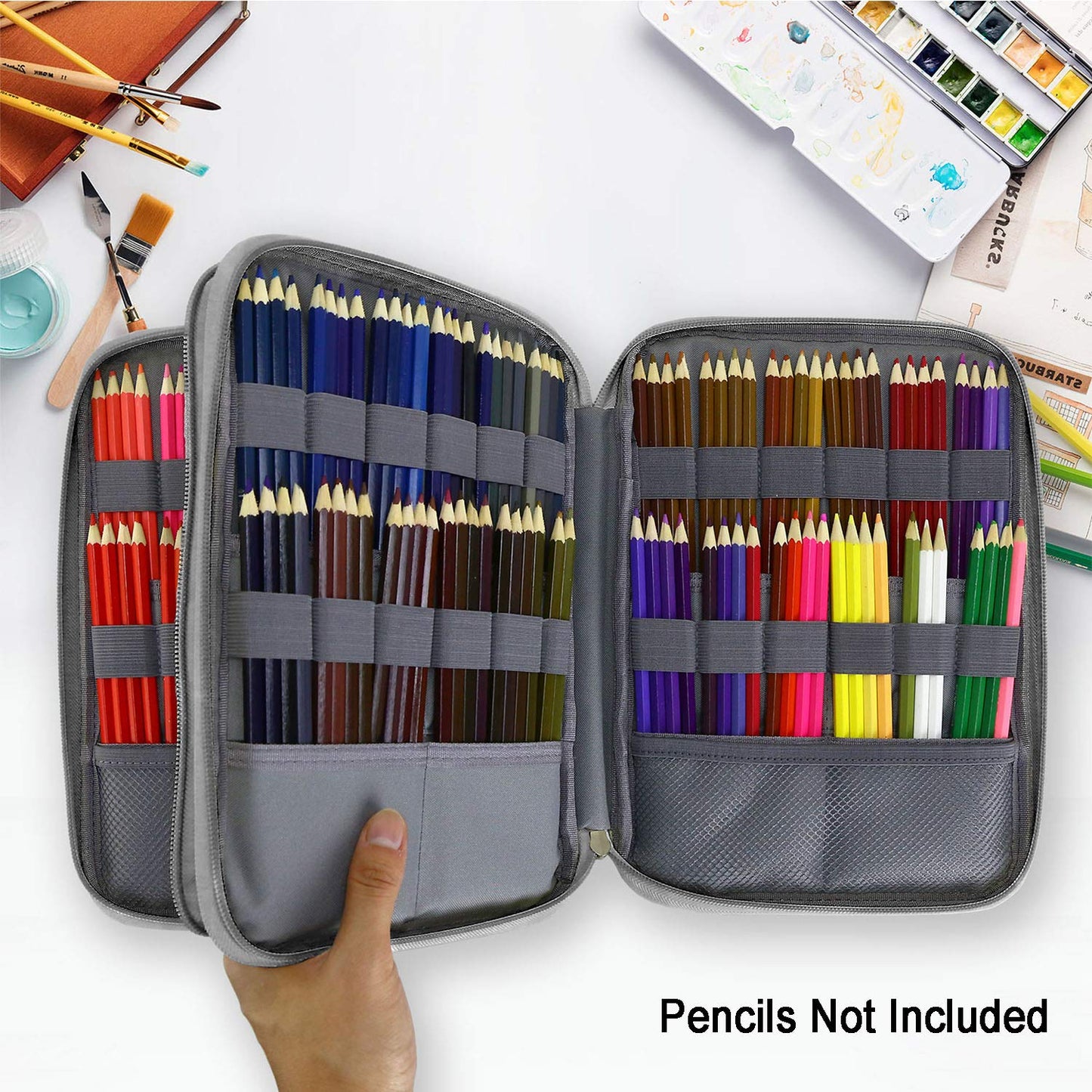 YOUSHARES 192 Slots Colored Pencil Case, Large Capacity Pencil Holder Pen Organizer Bag with Zipper